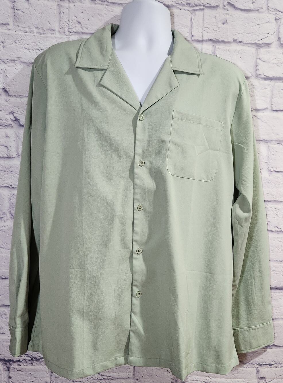 COOFANDY Mint Green Button Down Long Sleeves Shirt Large NWOTS